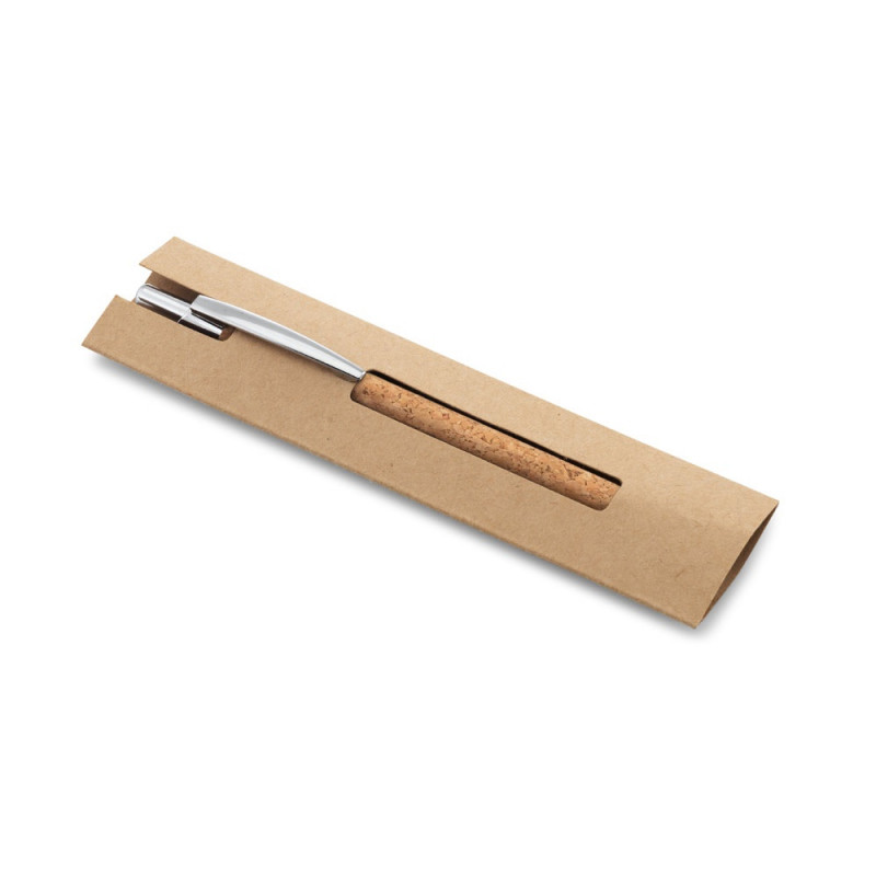 NATURA. Cork and recycled aluminum (100% rAL) ball pen with clip – image 3