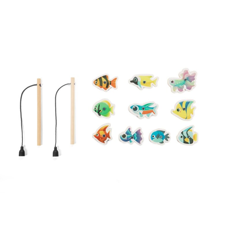FISHY. Fishing game consisting of 10 wooden fish, ideal for children – image 2