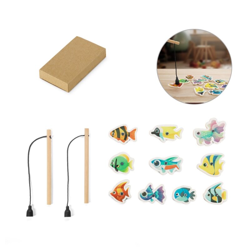 FISHY. Fishing game consisting of 10 wooden fish, ideal for children – image 1