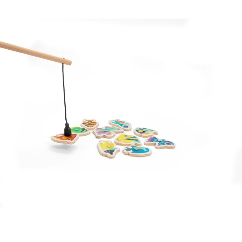 FISHY. Fishing game consisting of 10 wooden fish, ideal for children – image 6