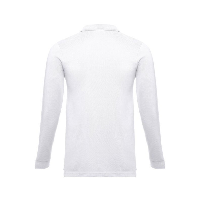THC BERN WH II. Men's long-sleeved 100% cotton piqu polo shirt with removable label – image 2
