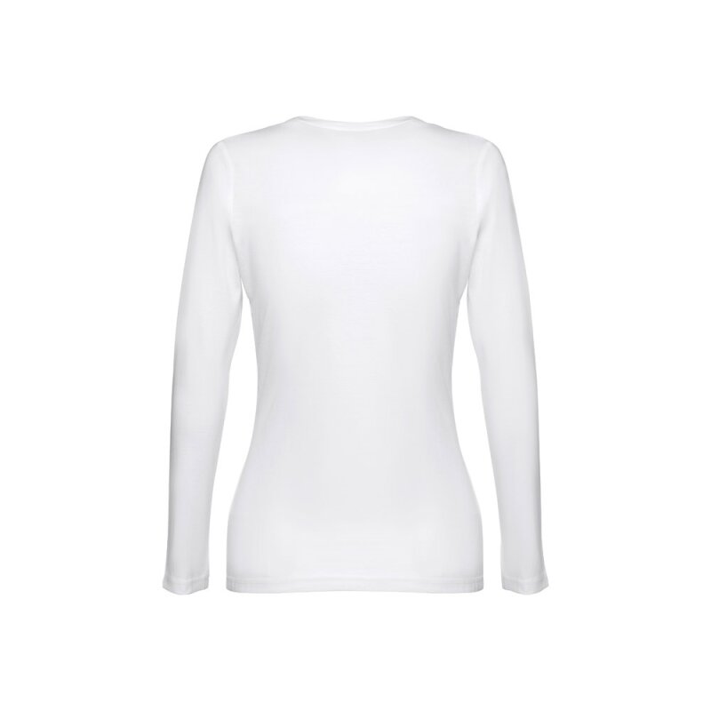 THC BUCHAREST WOMEN WH II. Long-sleeved scoop neck fitted T-shirt for women. 100% carded cotton. White – image 2