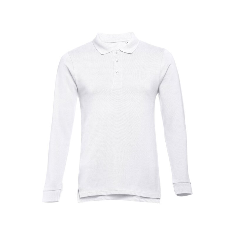 THC BERN WH II. Men's long-sleeved 100% cotton piqu polo shirt with removable label – image 1