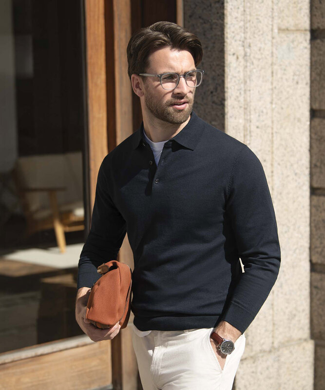 Brighton long sleeve polo elegant knitted polo – image 1