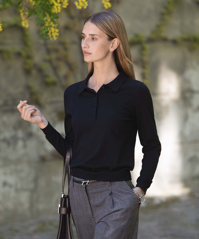 Womens Brighton long sleeve polo elegant knitted polo – image 1