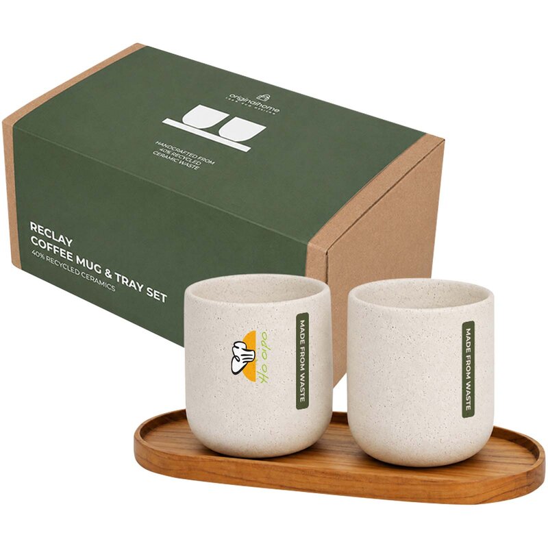 Originalhome oval wooden tray and 150 ml ceramic mug set – image 2
