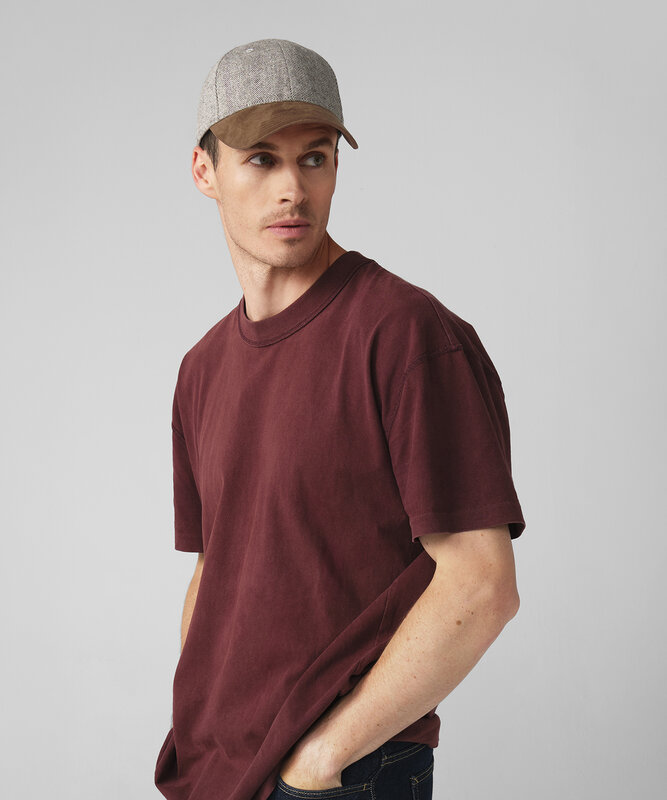 Suede peak herringbone cap – image 1