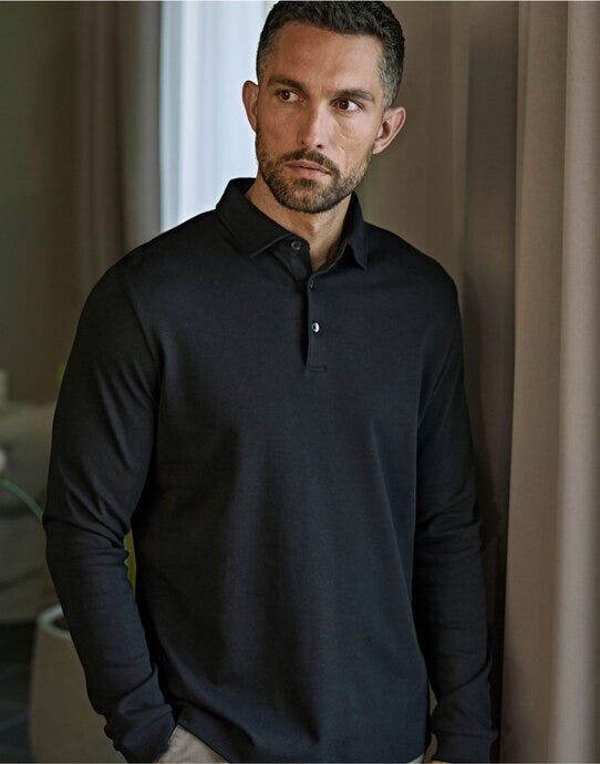 Pima Cotton Long Sleeve Polo – image 9