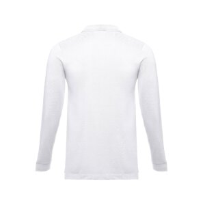 THC BERN WH II. Men's long-sleeved 100% cotton piqu polo shirt with removable label – image 2
