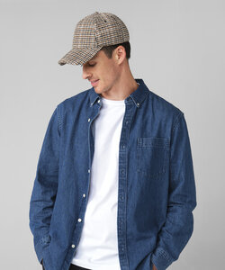 Wool blend check cap