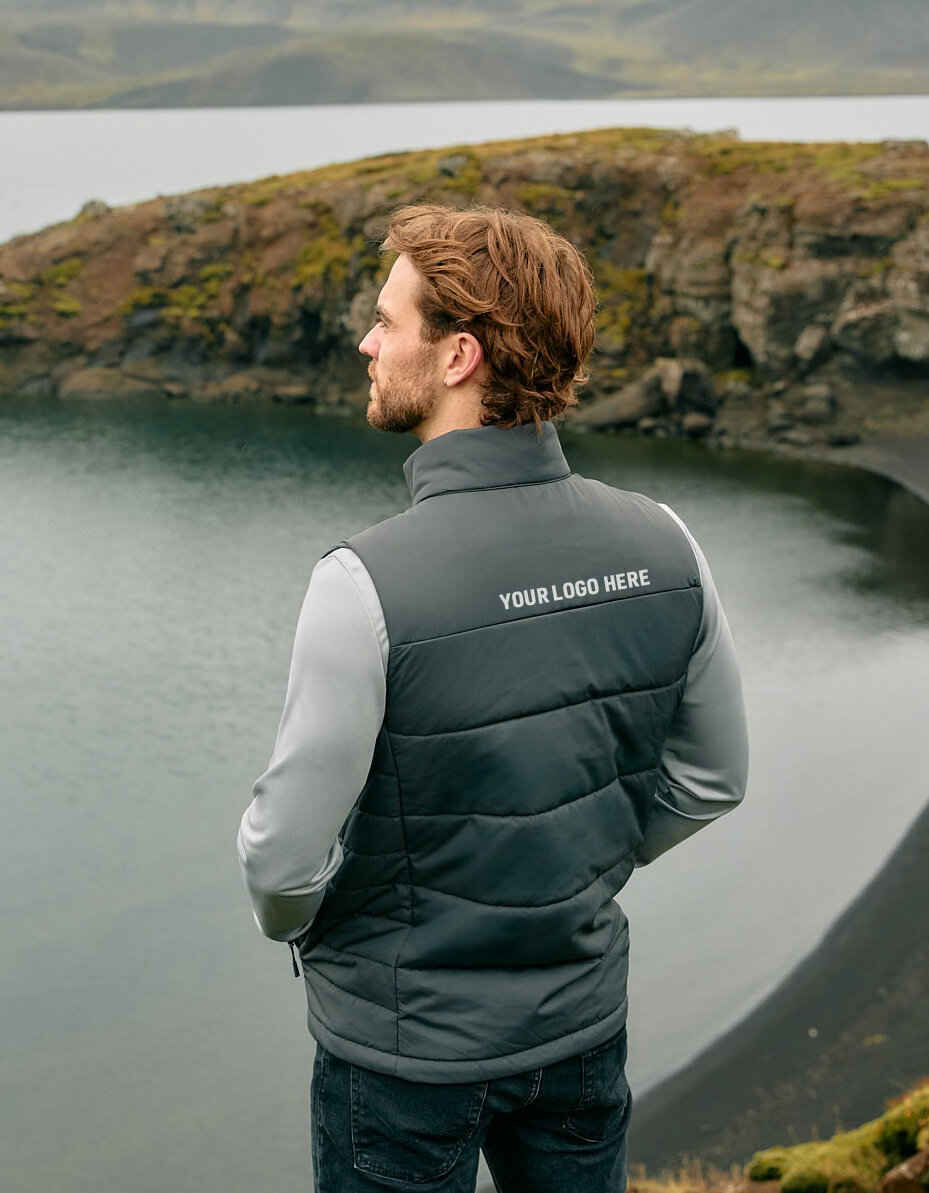 Woman in a black quilted Stormtech jacket